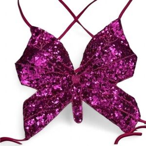 Sequin pink butterfly sparkly top